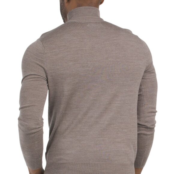 NEW LACHLAN Merino Wool Turtleneck Sweater Grey/brown for men 362tn - Picture 2 of 5
